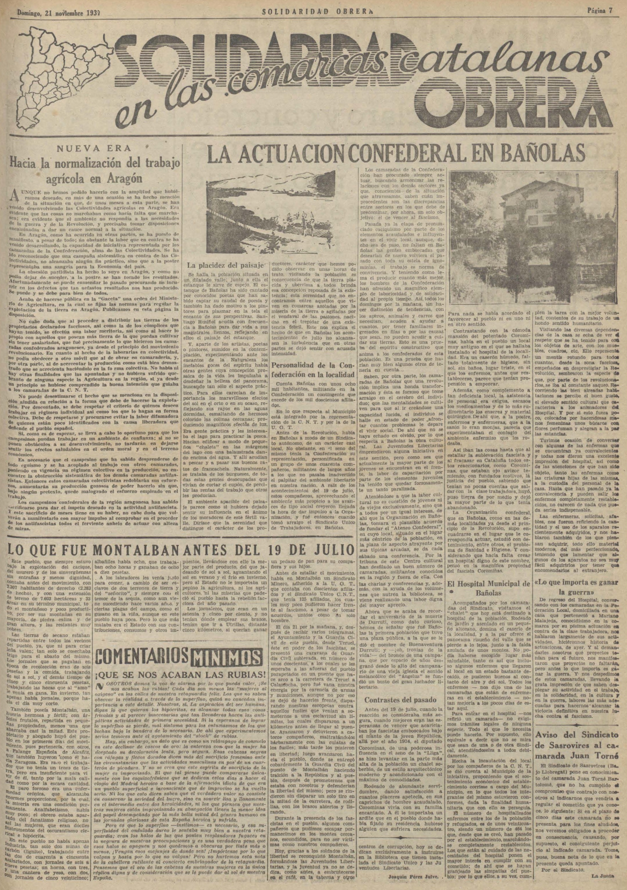 <em>Solidaridad Obrera</em>, 21 de novembre de 1937